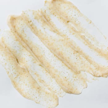 Textures from cosmetics. Body Scrub. Smears on the table. High quality photo