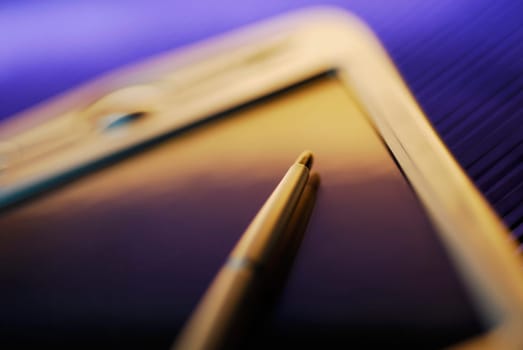 Close-up of a digitized pen on an electronic organizer