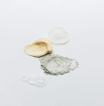 Textures from cosmetics and powder. Body Scrub. Smears on the table. High quality photo