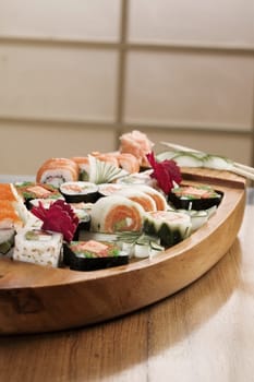 Close-up of sushi in a platter