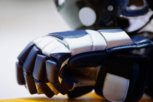 Close-up of an ice hockey glove