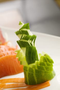 Close-up of a decorated cucumber