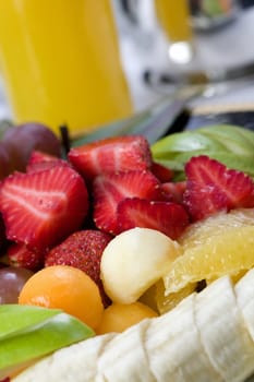 Close-up of a mixed fruit salad