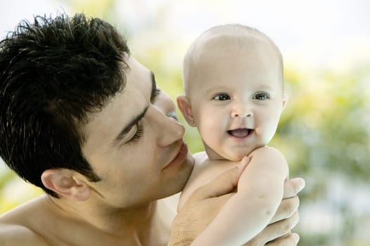 Close-up of a father with his daughter