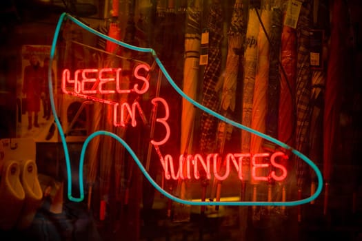 Close-up of a neon sign