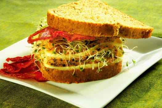 Close-up of a sandwich on a platter