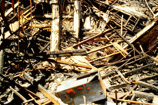 Remains of a burned house, Los Angeles, California, USA