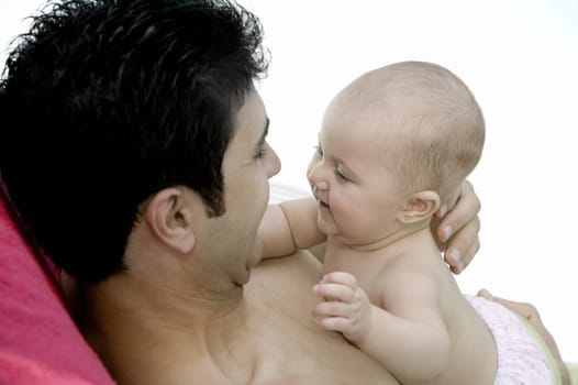 Close-up of a father with his daughter