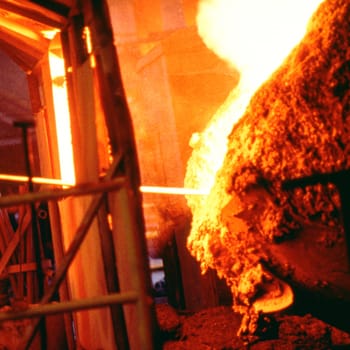 Molten steel in a steel mill