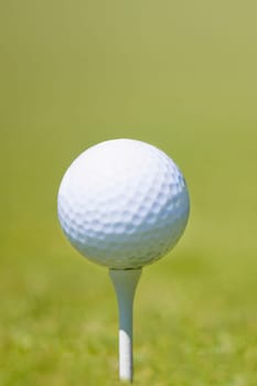 Close-up of a golf ball on a tee