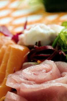 Close-up of seafood salad