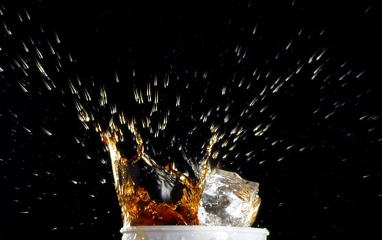 Close-up of water splashing out of a glass