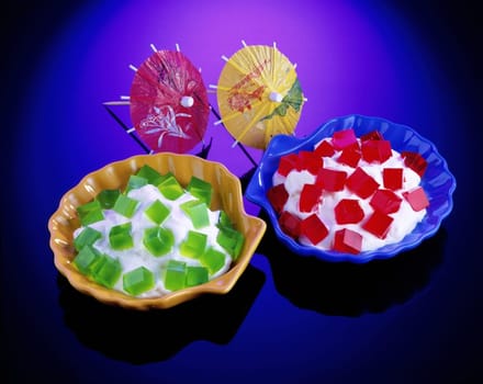 Close-up of two bowls of ice-cream