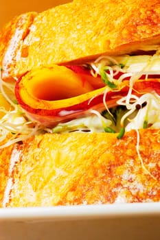 Close-up of a sandwich on a platter