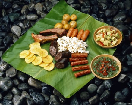 High angle view of fritanga