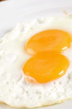 Close-up of fried eggs in a plate