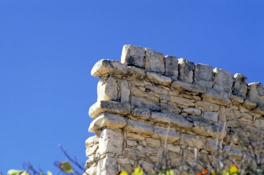 Low angle view of a stone wall