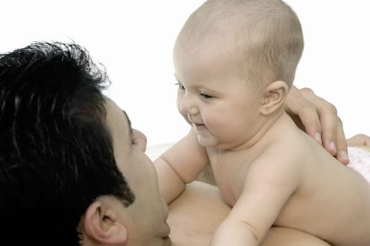 Close-up of a father with his daughter