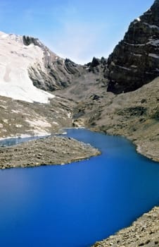 High angle view of a pond surrounded by mountains