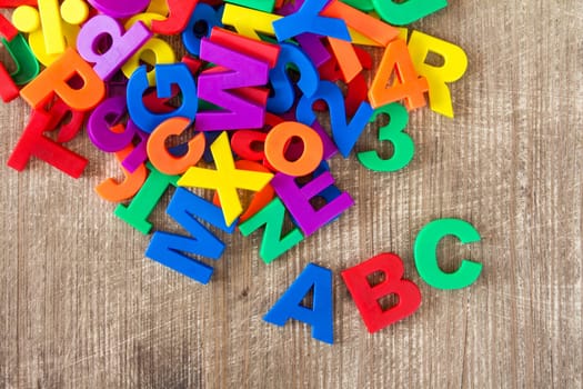 Set of plastic colorful letters and numbers