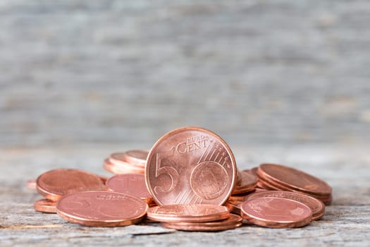 Close up shot of a heap of euro cent