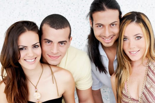 Portrait of two young couples smiling