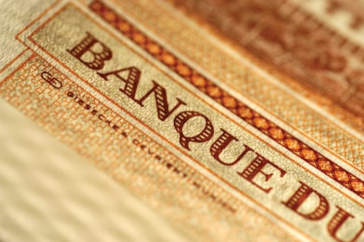 French bank note, close-up