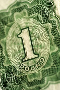 British one pound bank note, close-up