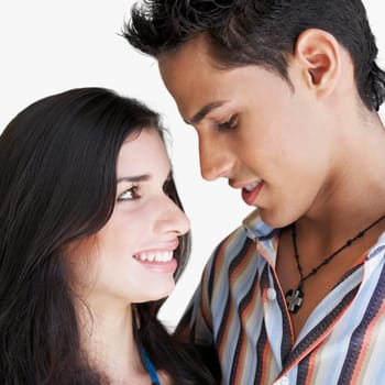 Close-up of a young couple looking at each other
