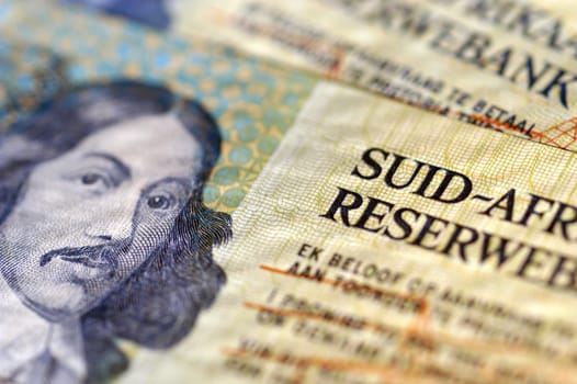 South African currency, close-up