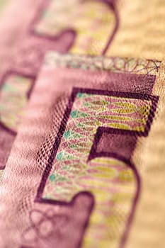 Number 5 on bank note, close-up