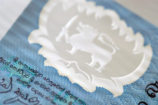 Country seal on bank note, extreme close-up