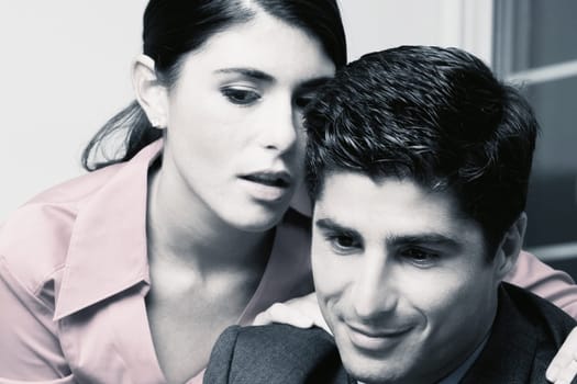 Close-up of a businessman and a businesswoman