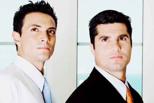 Side profile of two businessmen