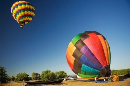 Hot air balloon preparing to take off