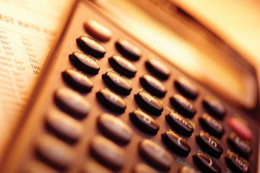Extreme close-up of scientific calculator