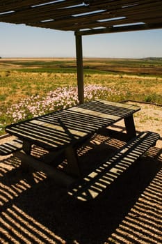 Shed in a field