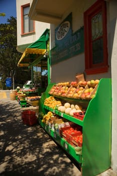 Fruits arranged in a rack in a store