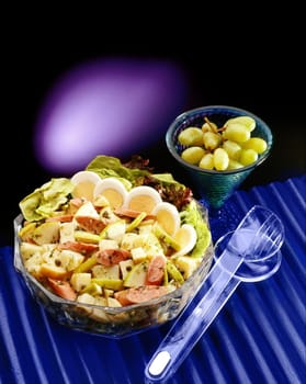 High angle view of ensalada huevo in a bowl