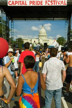 Gay parade in front of a building, Capitol Building, Washington DC, USA