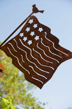 Close-up of a rusted American flag