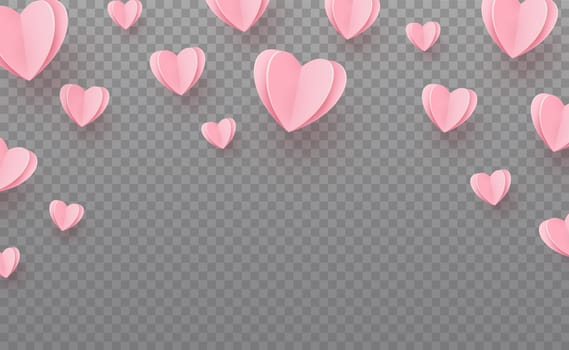 Gently pink-red hearts on a transparent background - illustration