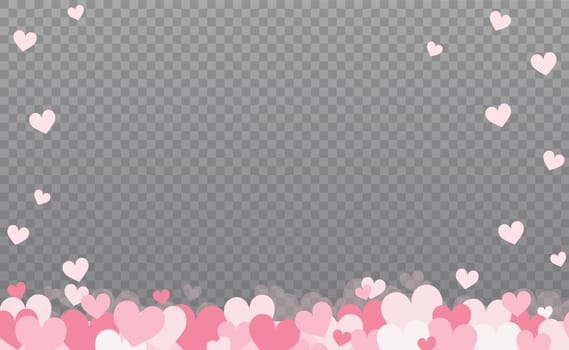 Gently pink-red hearts on a transparent background - illustration