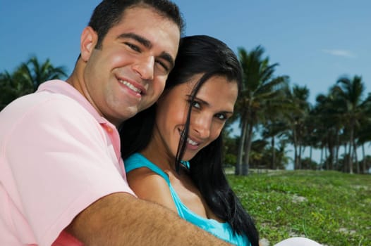 Portrait of a young couple smiling