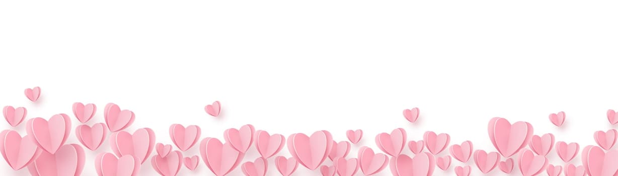 Gently pink-red hearts on a white background - illustration