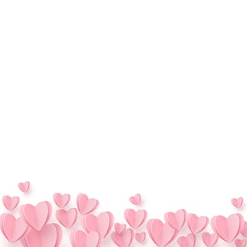 Gently pink-red hearts on a white background - illustration