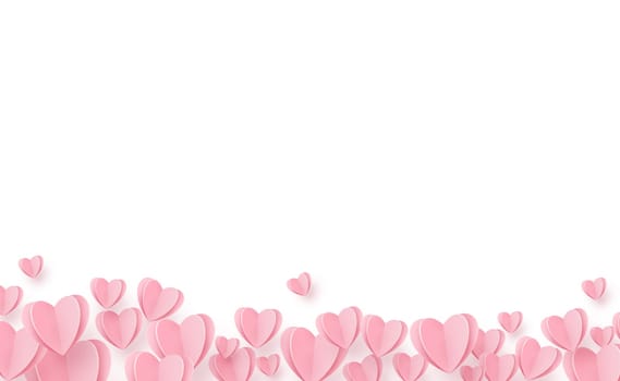 Gently pink-red hearts on a white background - illustration