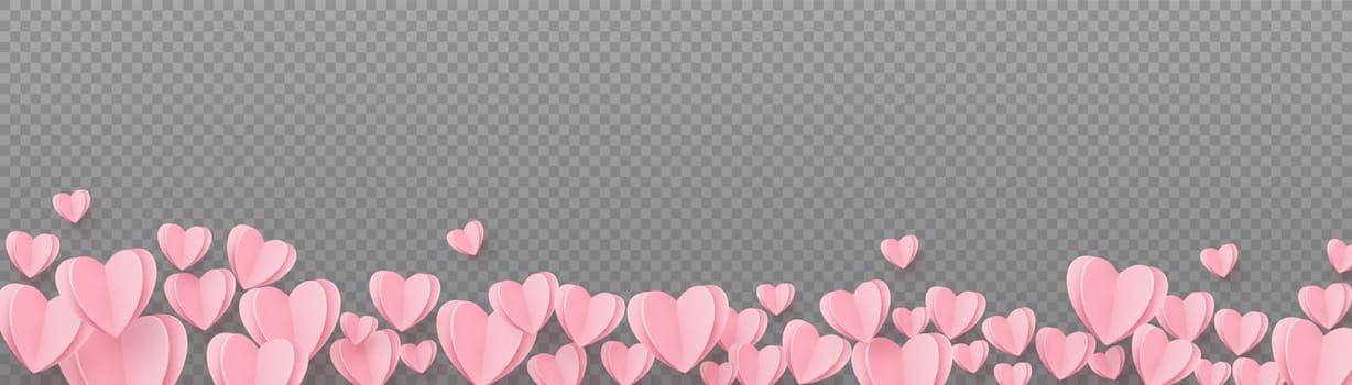 Gently pink-red hearts on a transparent background - illustration