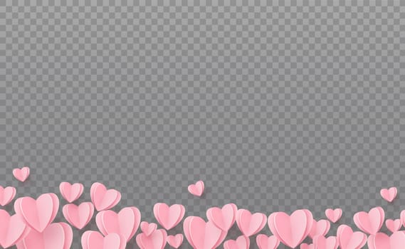 Gently pink-red hearts on a transparent background - illustration