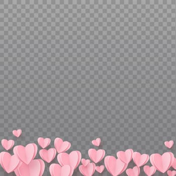Gently pink-red hearts on a transparent background - illustration